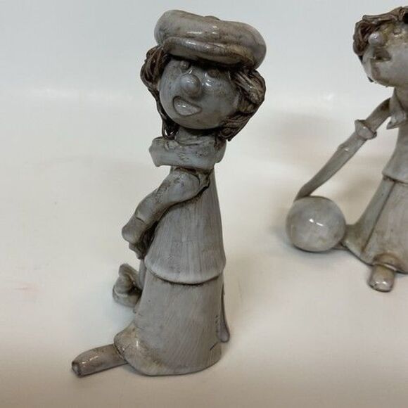 VTG Dino Bencini Lot Of 2 Pottery Sculpture Figurine Bowler Spaghetti Hair 4.5" - Picture 8 of 14